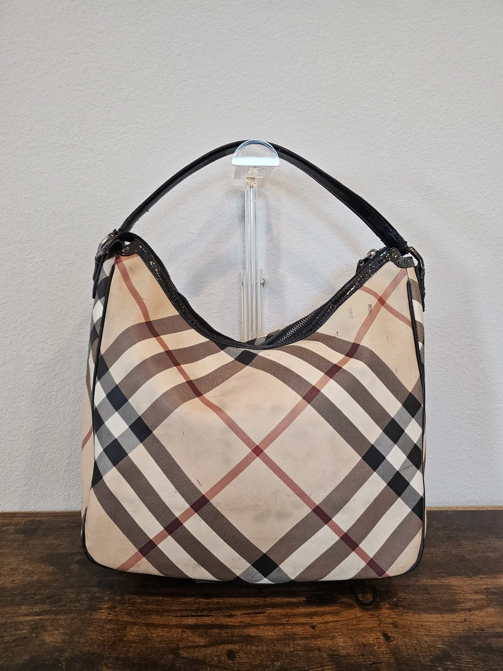 Burberry Nova Check Hobo Shoulder Bag